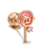 Lollipop Ice Cream Earrings 18K Real Gold Lock Ball – Thoughtful Gifts — 8