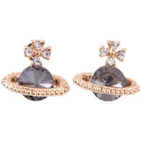 Women's Green Diamond Saturn Stud Earrings – Gifts for Her — 2