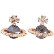 Women's Green Diamond Saturn Stud Earrings – Gifts for Her — 2