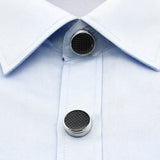Illegal Button Men's Round Carbon Fiber Cufflink – Gifts for Him — 3