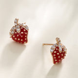 Cute Red Strawberry Fruit Inlaid Zirconium Stud – Unique Gift Ideas — 2