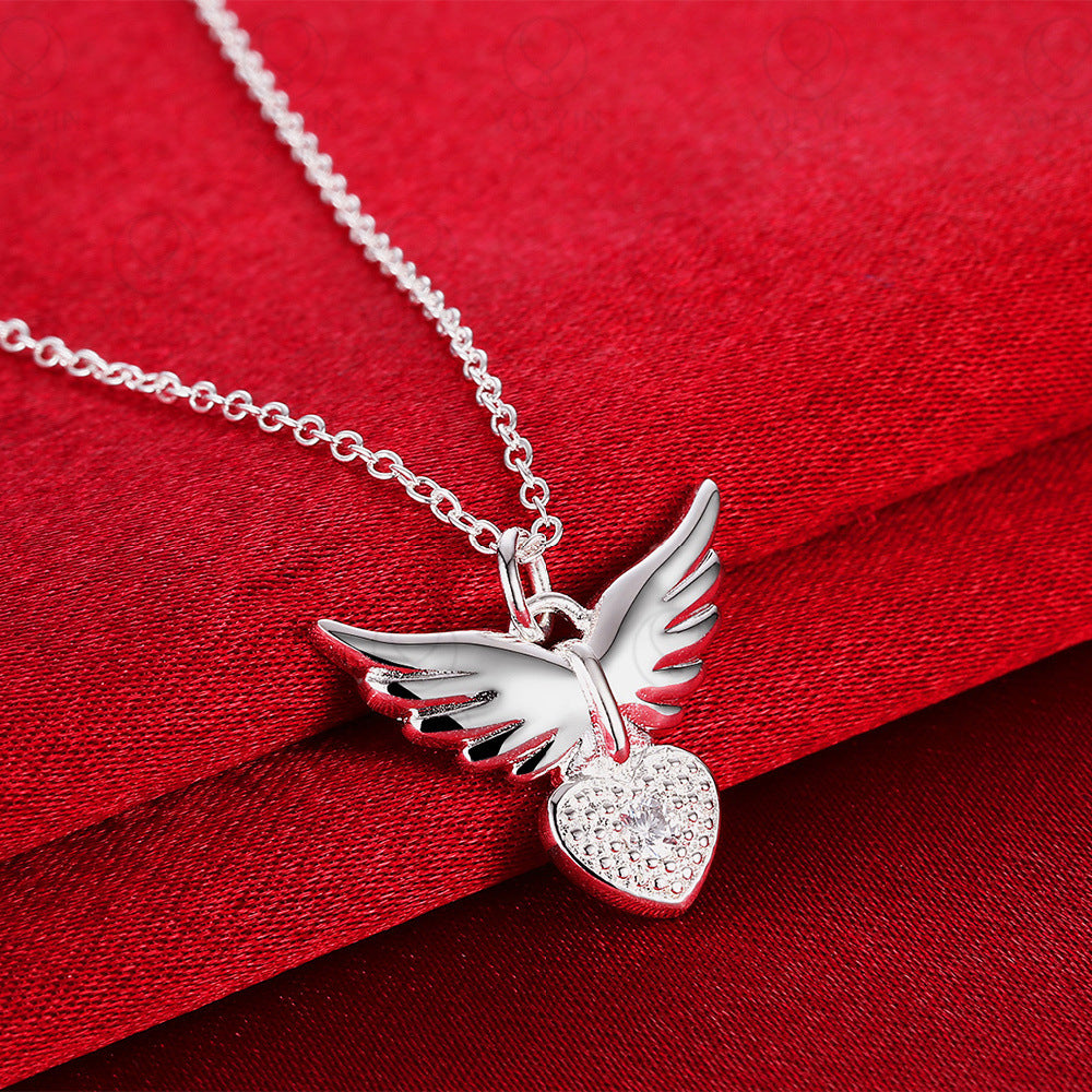 Heart Shaped Necklace with Creative Angel Wings – Jewelry Gift Ideas — 1