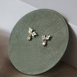 Women's Small Wing Earrings With Full Diamond Petals – Gifts for Her — 2