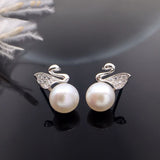 S925 silver freshwater pearl swan earrings – Surprise Gifts — 3