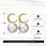 Sterling Silver Moon Natural Pearl Earrings – Unique Gift Ideas — 4