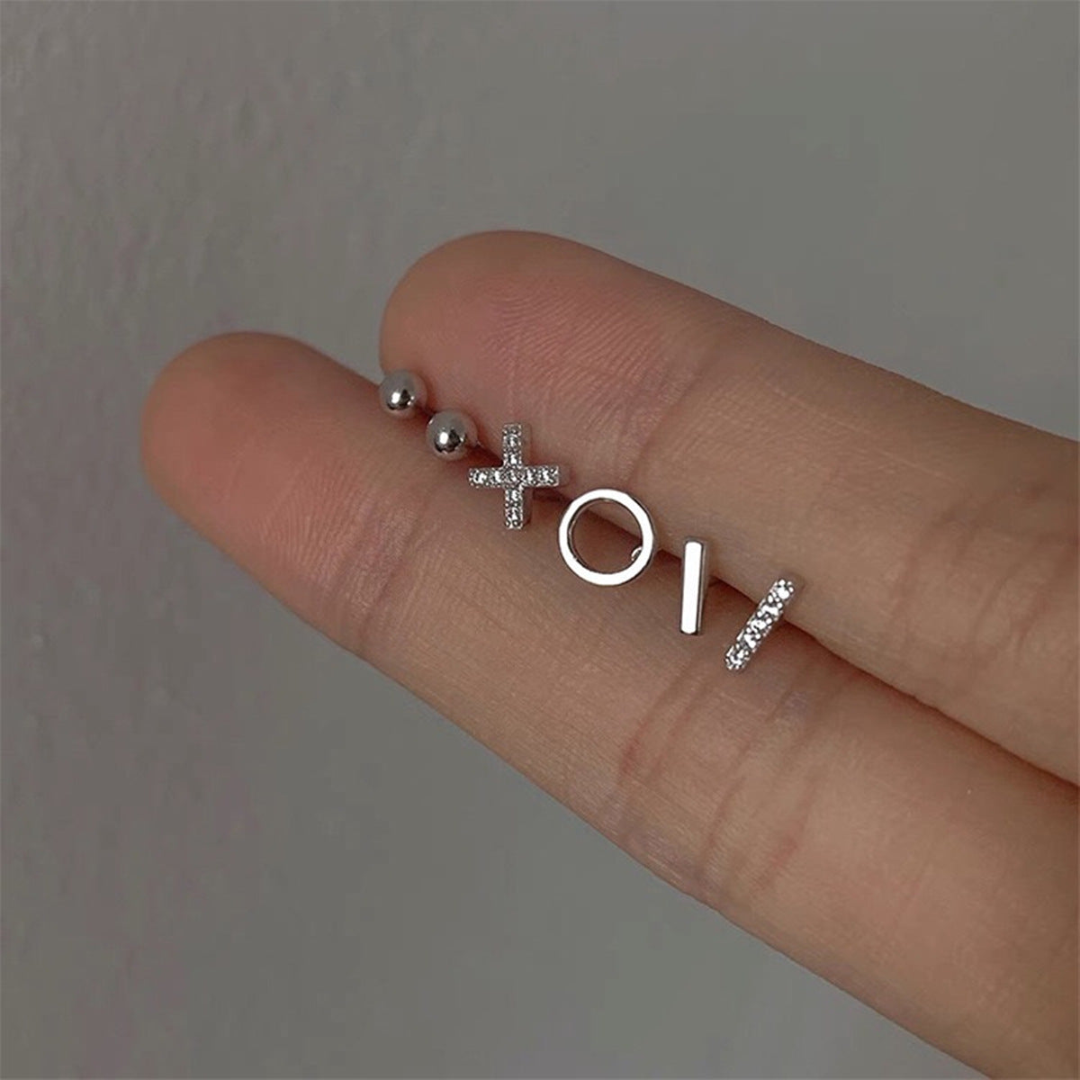925 Silver Post Asymmetric Petite Mini Six – Meaningful Gifts — 1