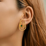 Vortex-shaped Oval Diamond Stud Earrings – Unique Gift Ideas — 1