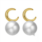 Sterling Silver Moon Natural Pearl Earrings – Unique Gift Ideas — 3