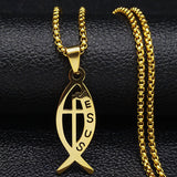 Simple Stainless Steel Fishbone Pendant Necklace – Jewelry Gift Ideas — 1
