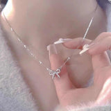 Full Diamond Bow Pendant Necklace Accessories – Jewelry Gift Ideas — 1