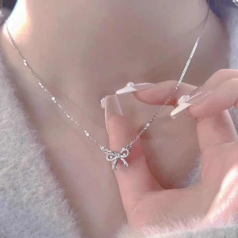 Full Diamond Bow Pendant Necklace Accessories – Jewelry Gift Ideas — 1