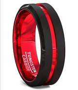 Men's 8mm Black and Red Tungsten Carbide Ring Matte – Gifts for Him — 3