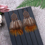Women's Fashion Trend Gradient Brown Feather Earrings – Stylish Gifts — 3
