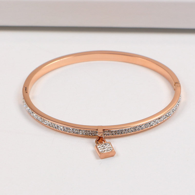 Full Diamond Pendant Classic Lock Couple Bracelet – Jewelry Gift Ideas — 1