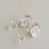Hard Porcelain Flower Fresh Water Pearl Earrings – Gift Ideas — 1