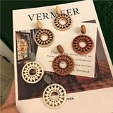 Ethnic Style Retro Wood Earrings Eardrops Geometric – Stylish Gifts — 3