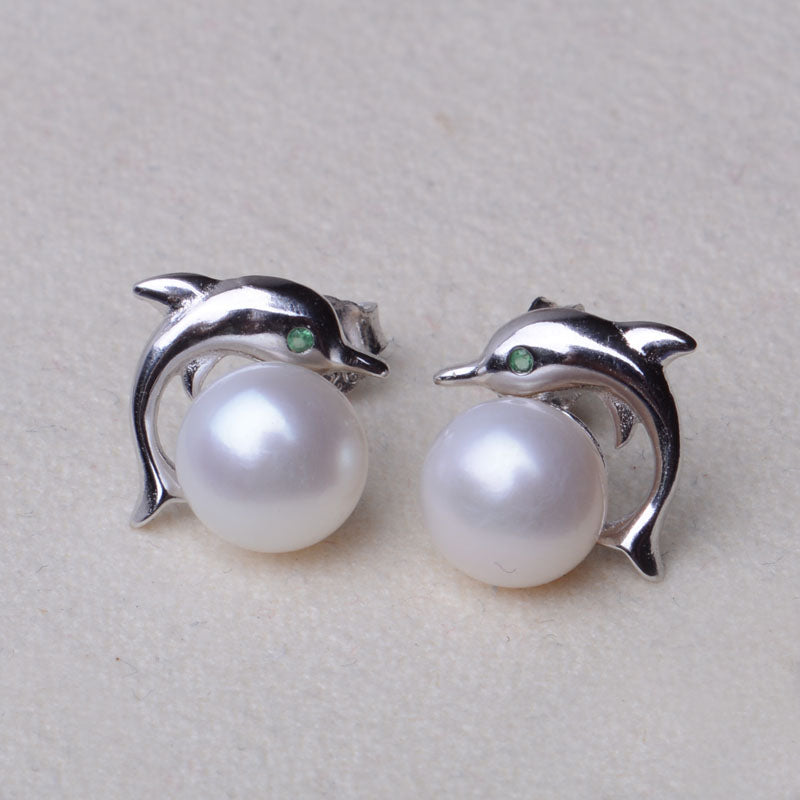 925 Silver Natural Pearl Stud Earrings – Surprise Gifts — 1