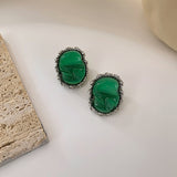 Retro Dark Green Earrings Korean Style Temperament – Stylish Gifts — 10