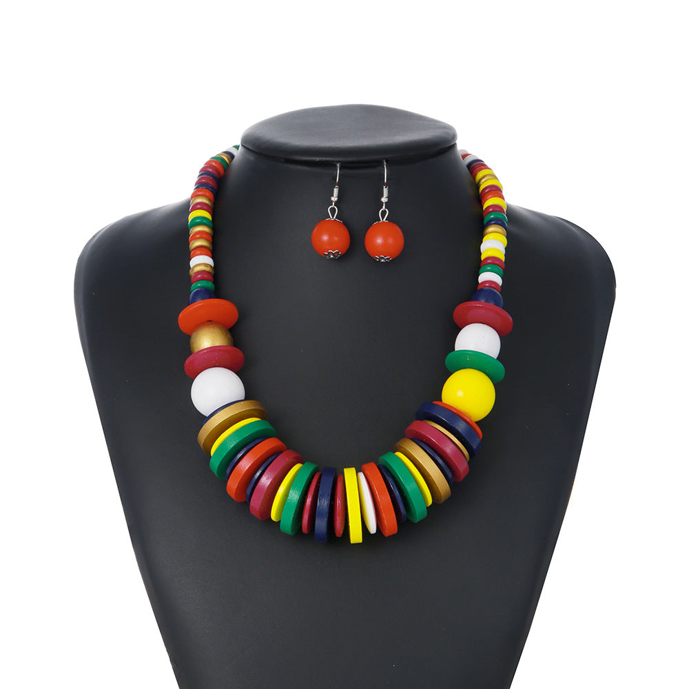 Wood Sequin Geometry Ornament Necklace – Jewelry Gift Ideas — 1
