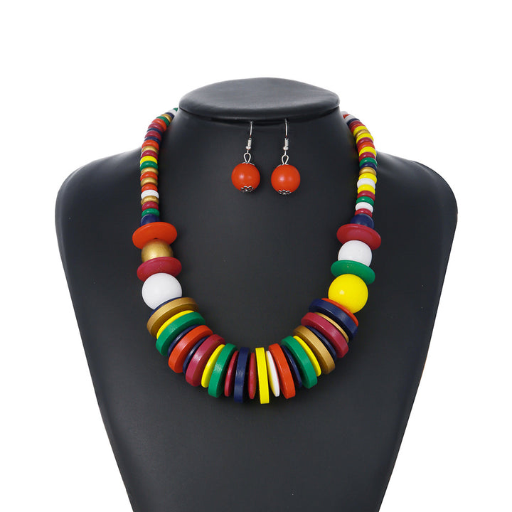 Wood Sequin Geometry Ornament Necklace – Jewelry Gift Ideas — 1