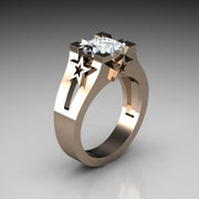 Plated Sapphire Engagement Simulation Diamond Ring – Gifts for Couples — 6