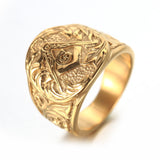 Men's Ring Vintage Masonic Titanium Steel Ring – Gifts for Him — 1