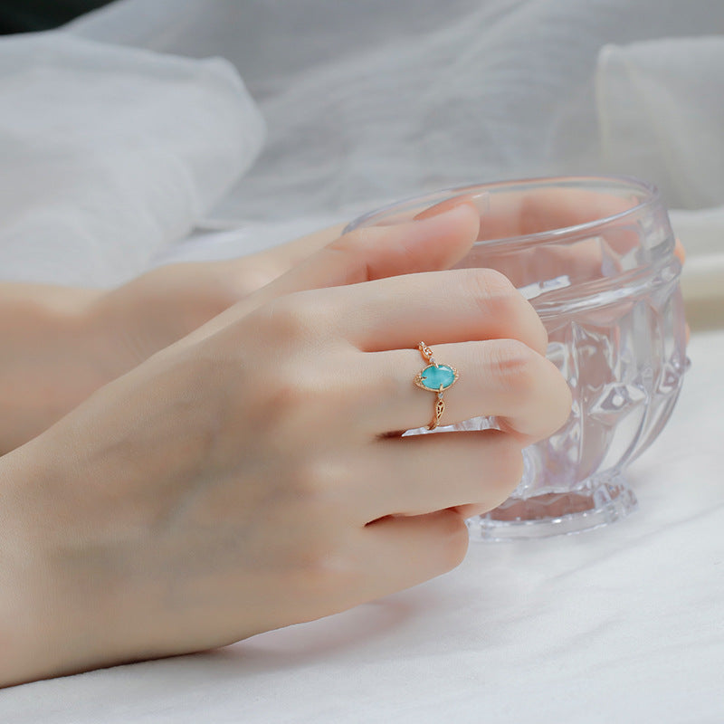 Women's Turquoise White Crystal Ring – Gifts for Her — 1