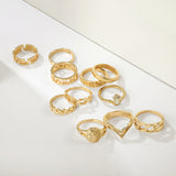 V-Shaped Geometric Diamond Alloy Ring Set – Birthday Gifts — 2