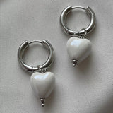Sweet White Ceramic Love Pendant Earrings – Jewelry Gift Ideas — 1