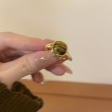 Maillard Style Vintage Amber Natural Stone Ring – Stylish Gifts — 17