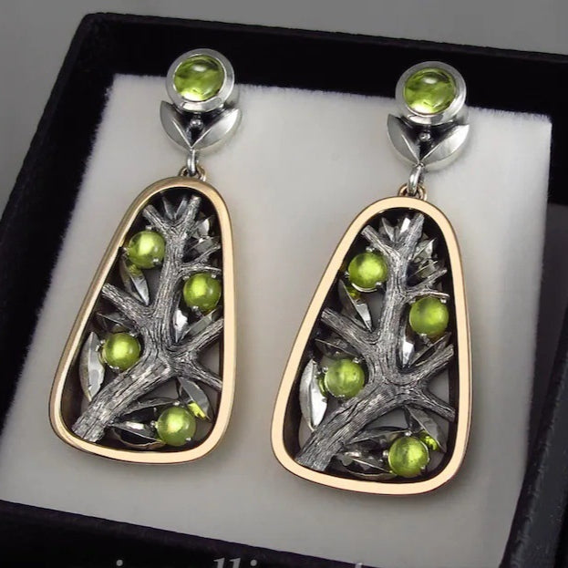 Natural Beautiful Moonstone Big Tree Shape Earrings – Gifts for Her — 1