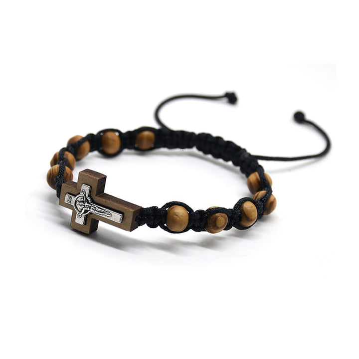Cross Bracelet Alloy Pine Beads Woven China – Jewelry Gift Ideas — 1