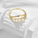 Natural Freshwater Pearl Double Layer Ring – Birthday Gifts — 5