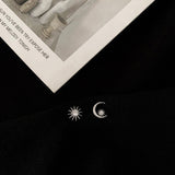 Women's Shining Sun Moon Star Asymmetric Stud Earrings – Gifts for Her — 7