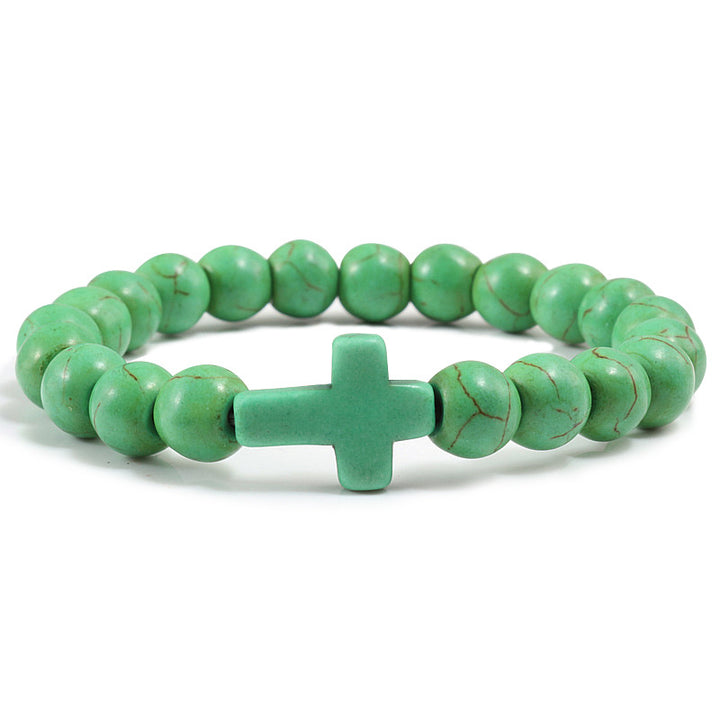 Blue Turquoise Cross Bracelet – Jewelry Gift Ideas — 1