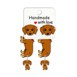 Cute Animal Dachshund Stud Earrings Cartoon Puppy – Dog Lover Gifts — 6