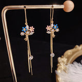 S925 Silver Needle Long Zircon Bouquet Tassel Ear – Gifts for Her — 4