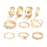 Pearl Geometric Drip Rings Set Of 10 Fashionable – Everyday Gifts — 2