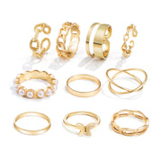 Pearl Geometric Drip Rings Set Of 10 Fashionable – Everyday Gifts — 2