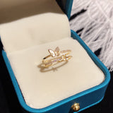 Double Layered Diamond Butterfly Ring With Versatile – Stylish Gifts — 2