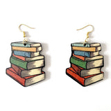 Geometric Rainbow Book Earrings Wooden For Women – Gifts for Her — 4