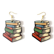 Geometric Rainbow Book Earrings Wooden For Women – Gifts for Her — 4
