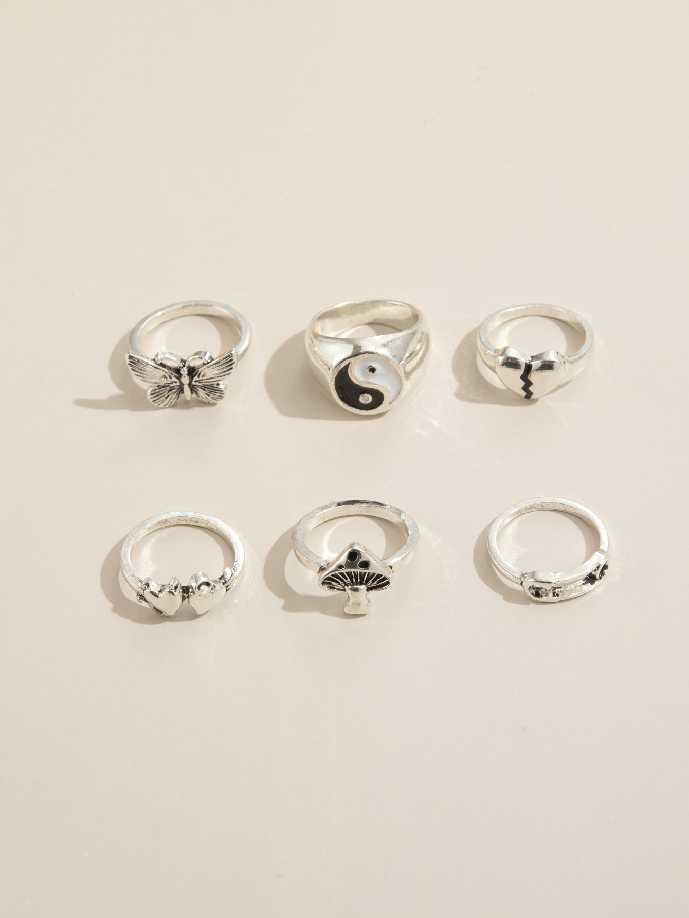 Butterfly Mushroom Yin Yang Bagua Trend Ring Set – Stylish Gifts — 1