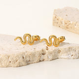 18K Gold Plated Stainless Steel Snake Stud Earrings – Gifts for Her — 10