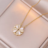 Open And Close Four-leaf Flower Dual-wear – Jewelry Gift Ideas — 17