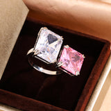 Artificial Topaz Square Ring Female Simple Micro – Gifts for Her — 3