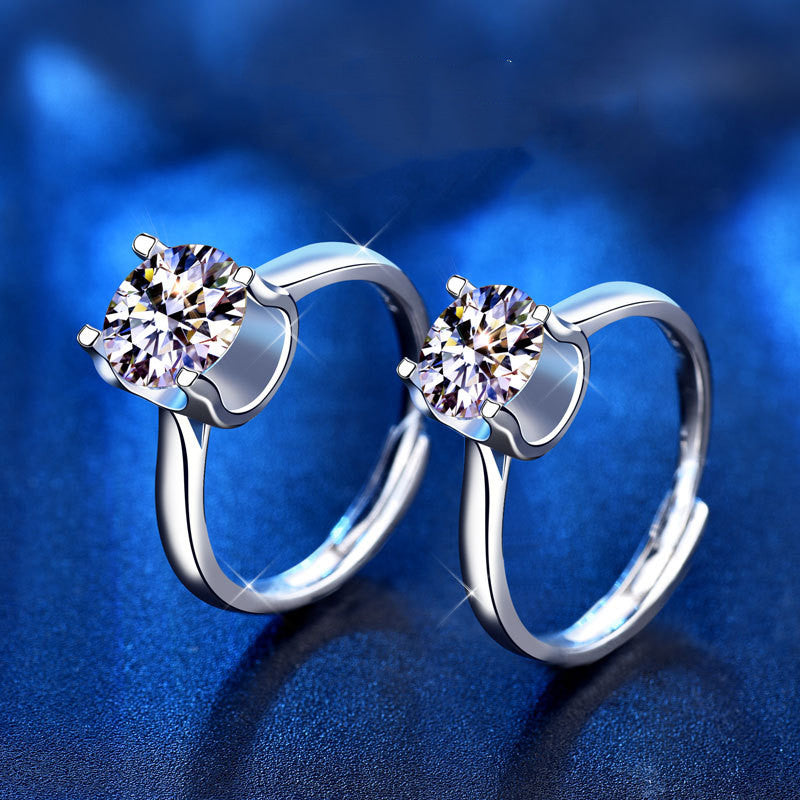 Moissanite Women's Wedding Ring Sterling Silver – Gifts for Her — 1