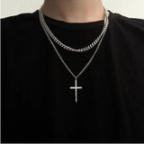 Titanium Steel Double Layer Cross Necklace Cuban – Jewelry Gift Ideas — 11