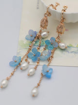 Gradient Color Hydrangea Pearl Tassel Earrings – Unique Gift Ideas — 5