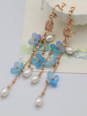 Gradient Color Hydrangea Pearl Tassel Earrings – Unique Gift Ideas — 5